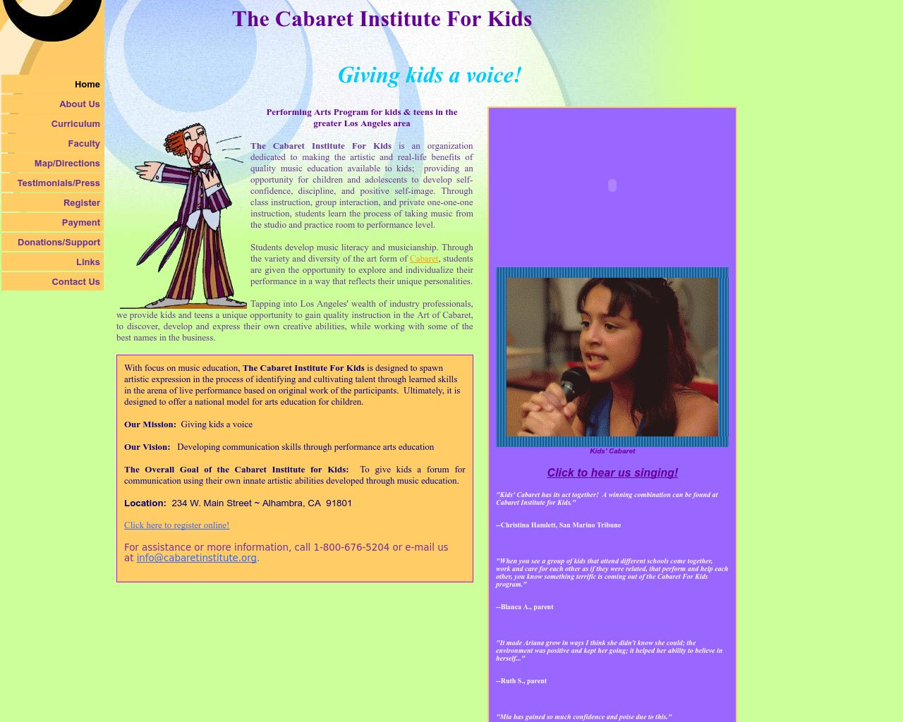 Image site cabaretinstitute.org in 1280x1024